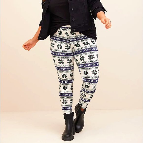 ❤️NWT VINTAGE TORRID LEGGING - FULL LENGTH HIGH RISE POWDERPUFF SNOWFLAKE PRINT - Picture 10 of 12